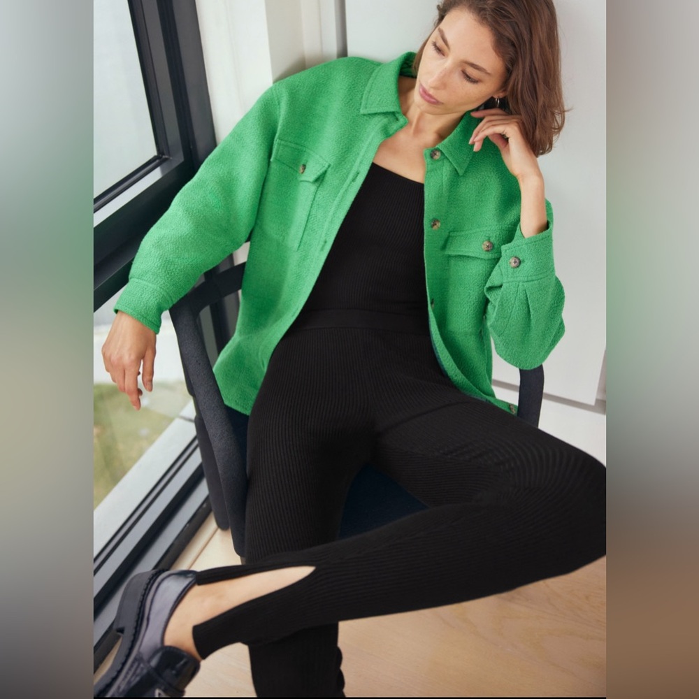 Aritzia Babaton Joan Shirt Jacket Green Wool Blend Shirt-Jacket
